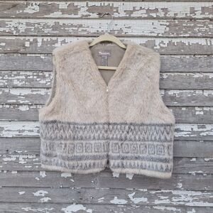 TanJay Faux Fur Vest with Pattern